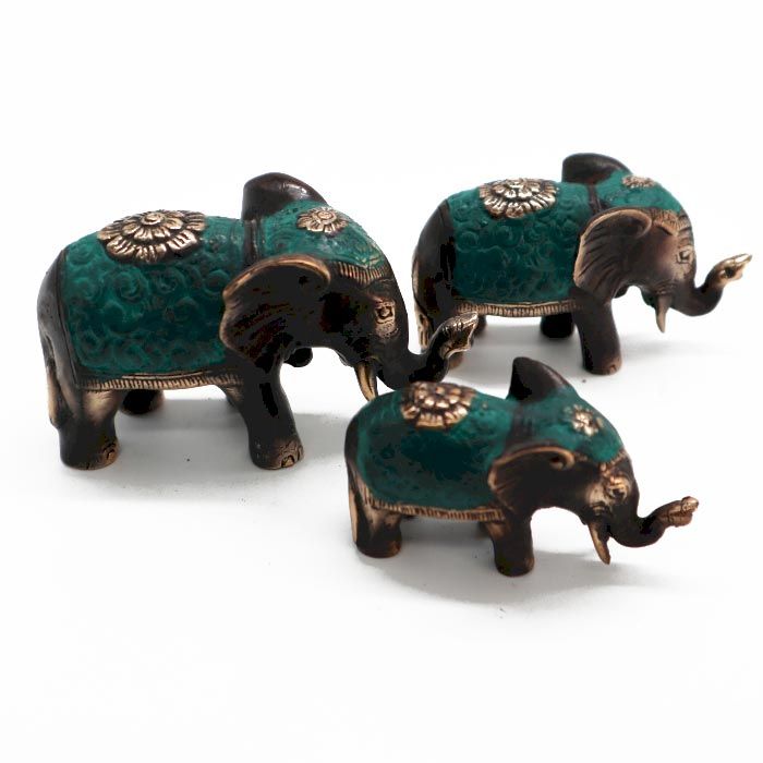 Brass Lucky Elephant Set of 3 – Assorted Sizes