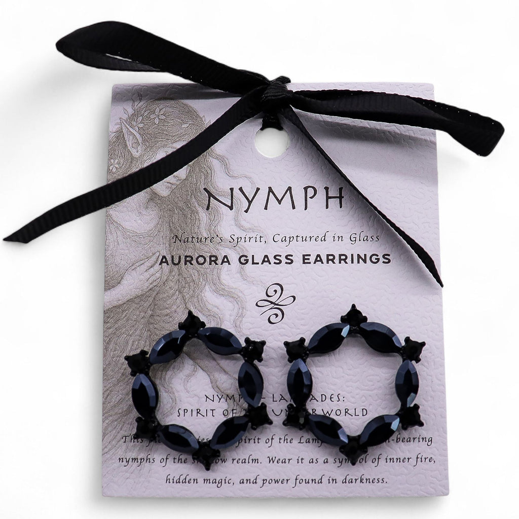 Nymph Jet Black Loop Glass Earrings