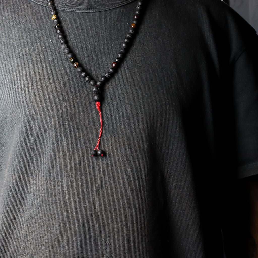Lava Stone and Tiger's Eye Necklace 42cm - Personal Transformation – view 3