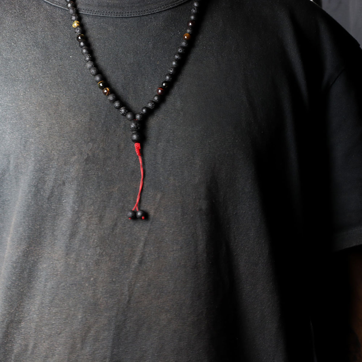 Lava Stone and Tiger's Eye Necklace 42cm - Personal Transformation – view 3