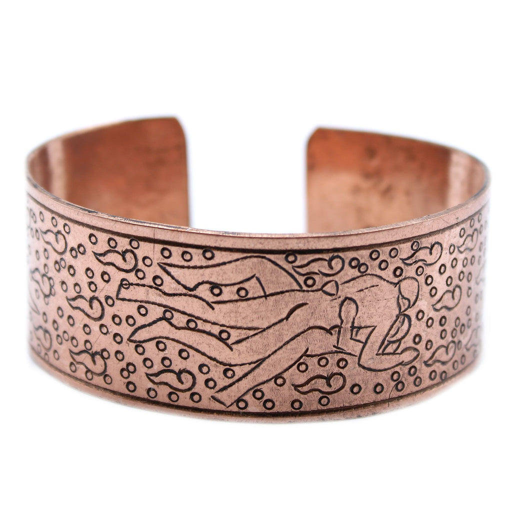 Solid Copper Tibetan Bracelet - Kamasutra Design