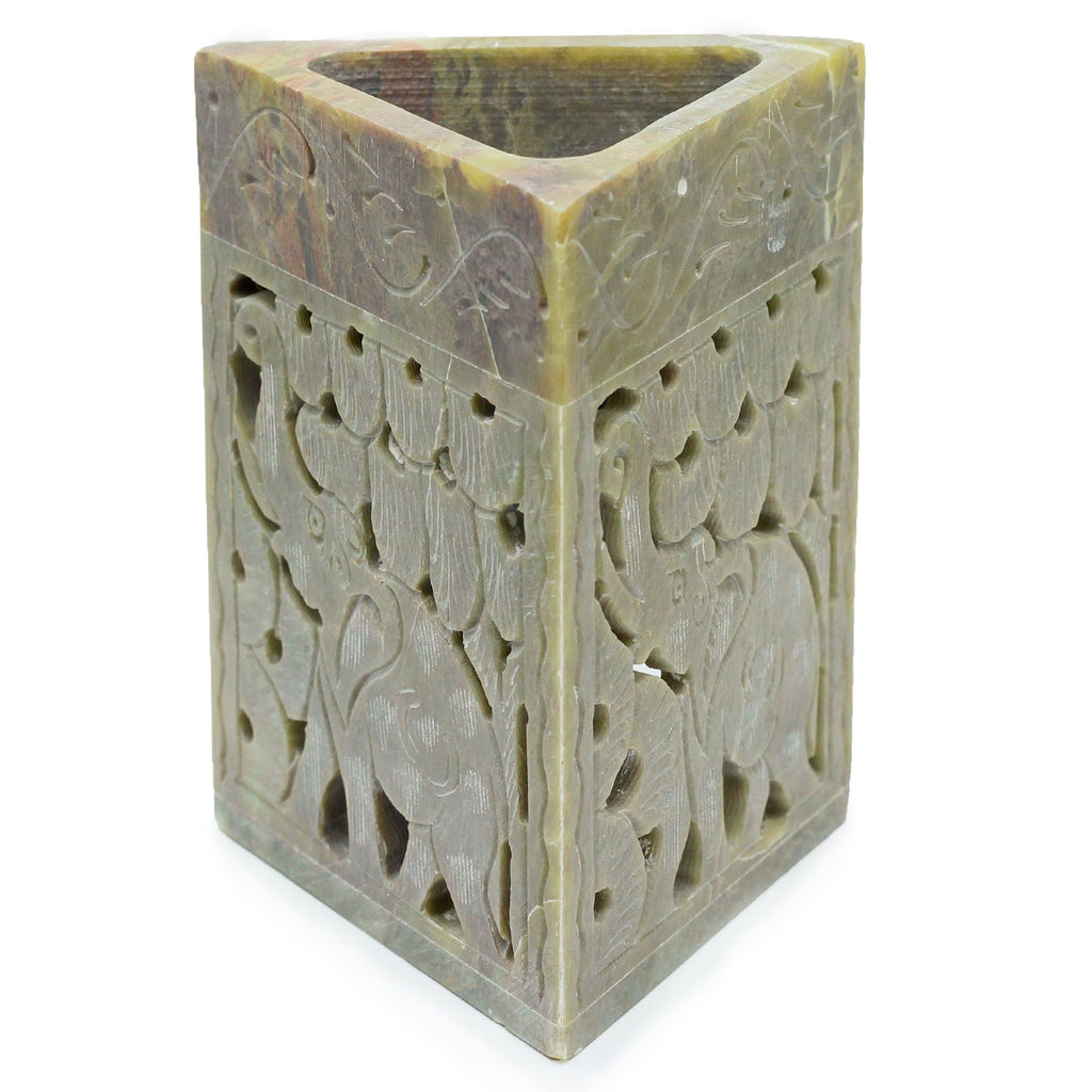 Triangle Soapstone Oil Burner 11x9cm - Elephant – view 2