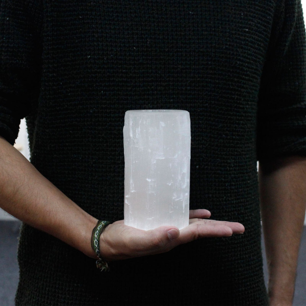Selenite Cylinder Candle Holder - 15 cm – view 2