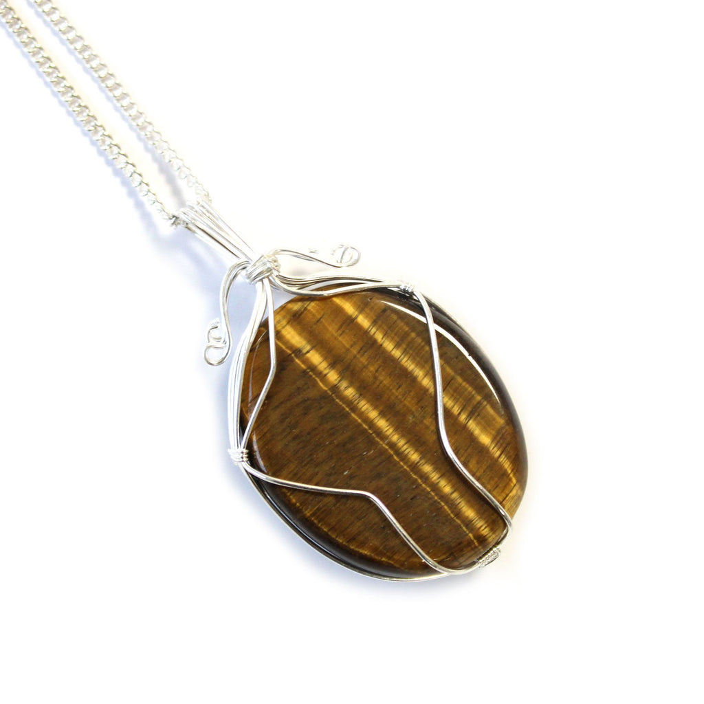 Swirl Wrapped Tiger Eye Gemstone Necklace – view 2