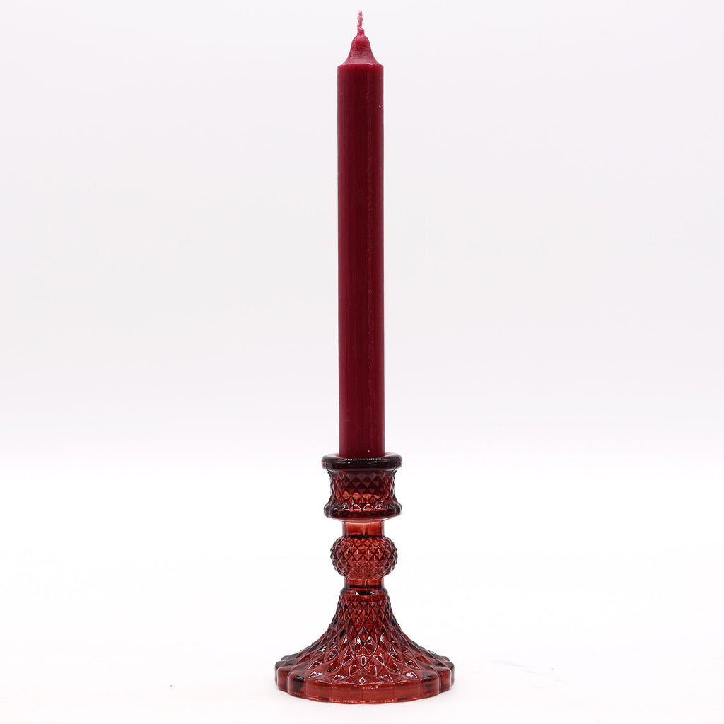 Vintage Pressed Glass Candle Holders - Vampire Red Set of 2 – view 2