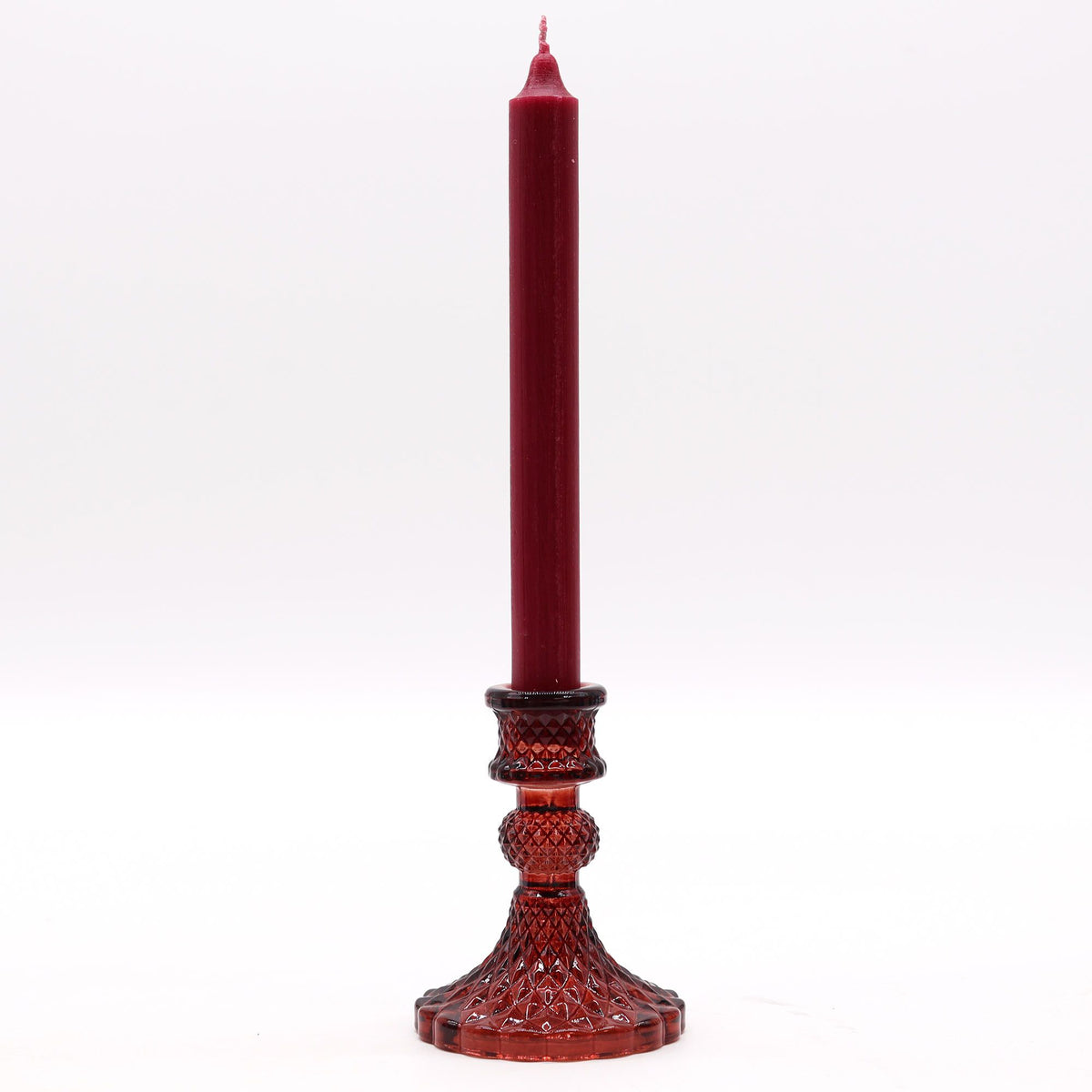 Portacandele in vetro pressato vintage - Vampire Red, set da 2