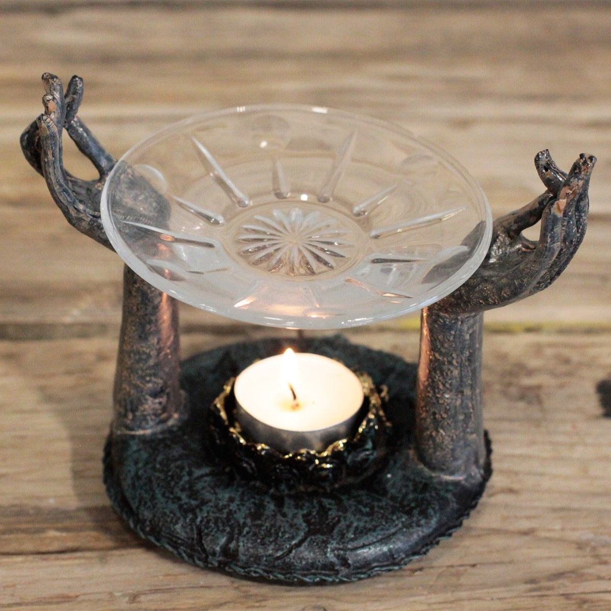 Antique Buddha Om Hands Oil Burner – view 5