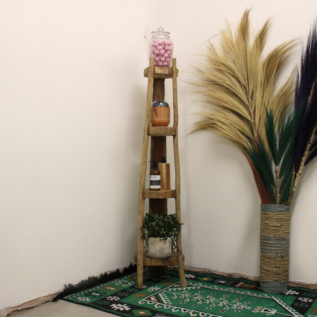 Natural Teak Corner Unit, 4 Shelves – view 2