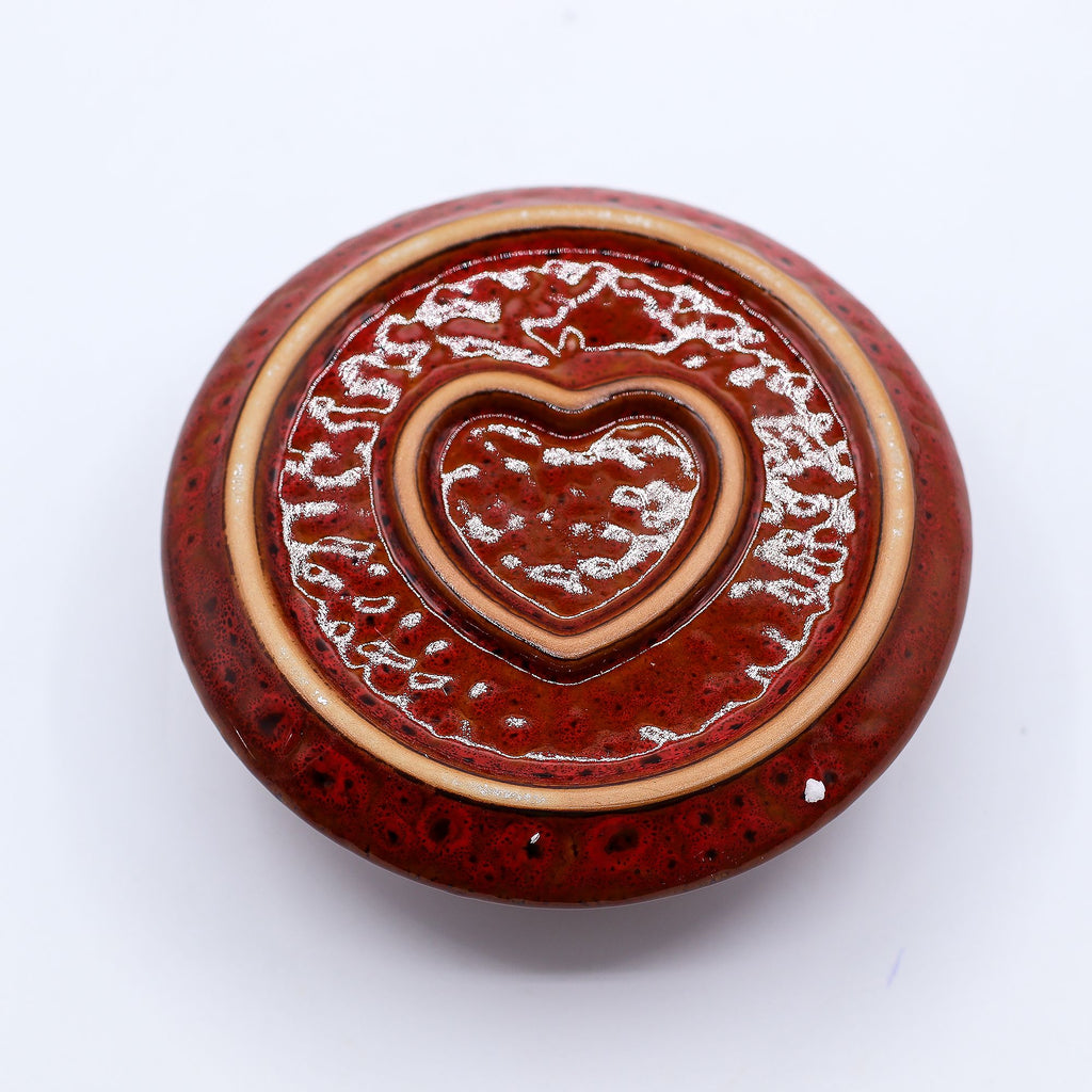 Ceramic Palo Santo & Smudge Holder, Mandala, Red with Heart – view 6