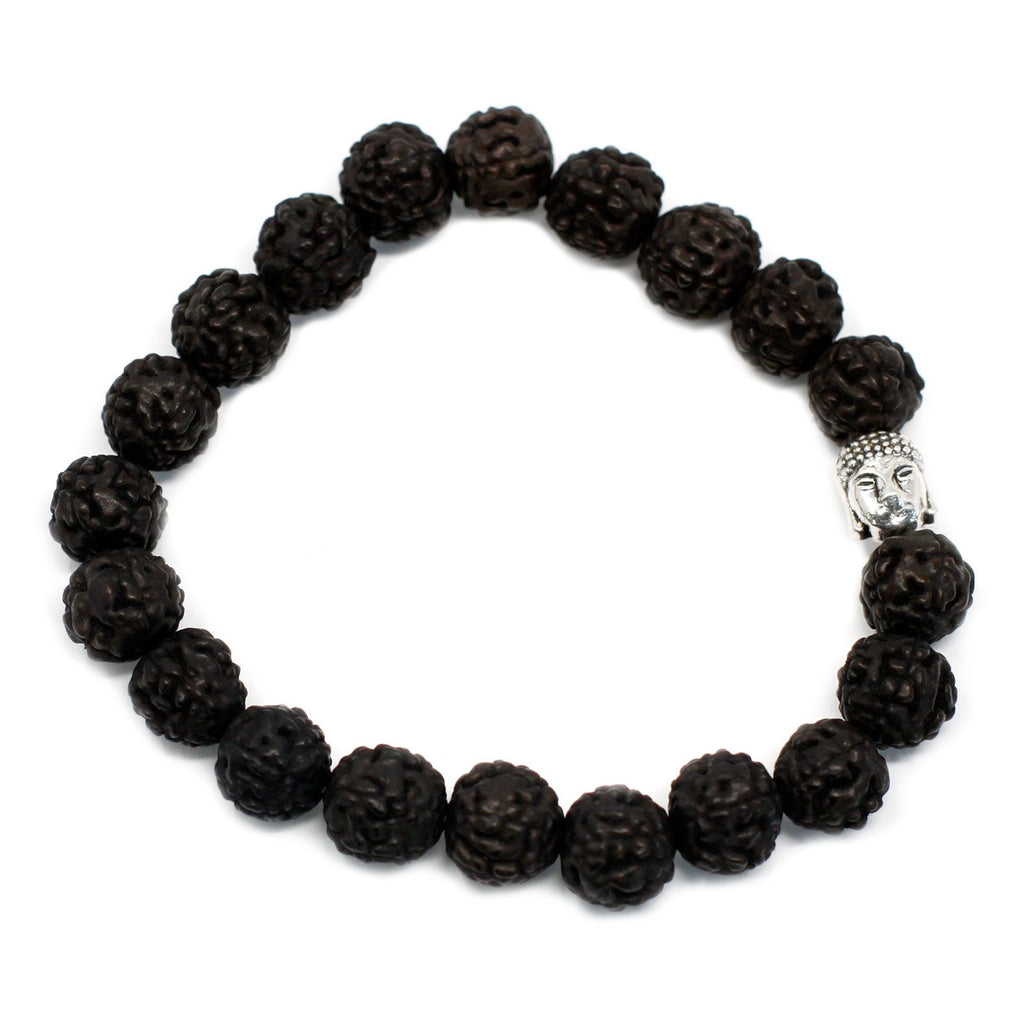 Rudraksha Buddha Bangle Mala - Dark Wood Beads
