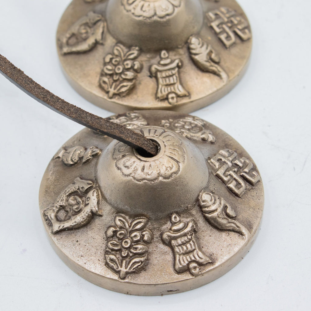 Brass Tibetan Tingsha Bells - Lucky Symbols - 6cm – view 5