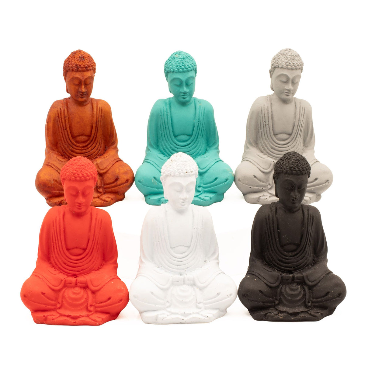 Matt Mini Buddha Statues - Assorted Colours, Set of 6 – view 4
