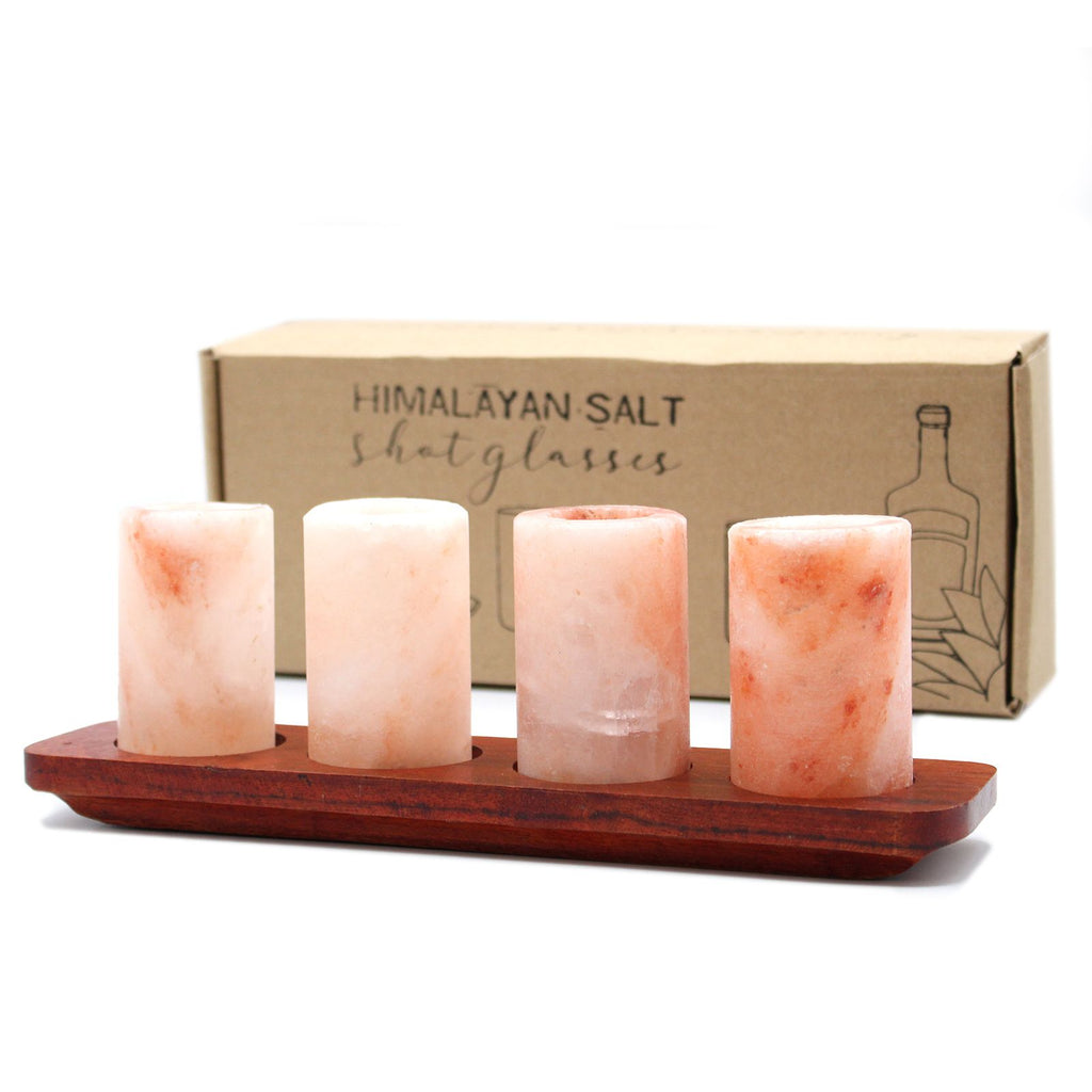 Himalayan Salt Shot Glasses & Wood Tray - Set of 4 – view 5