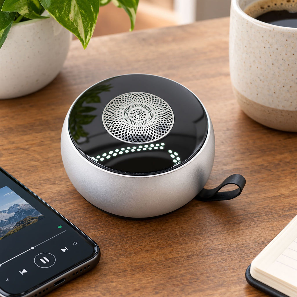 Silver Mandala LED Mini Bluetooth Speaker