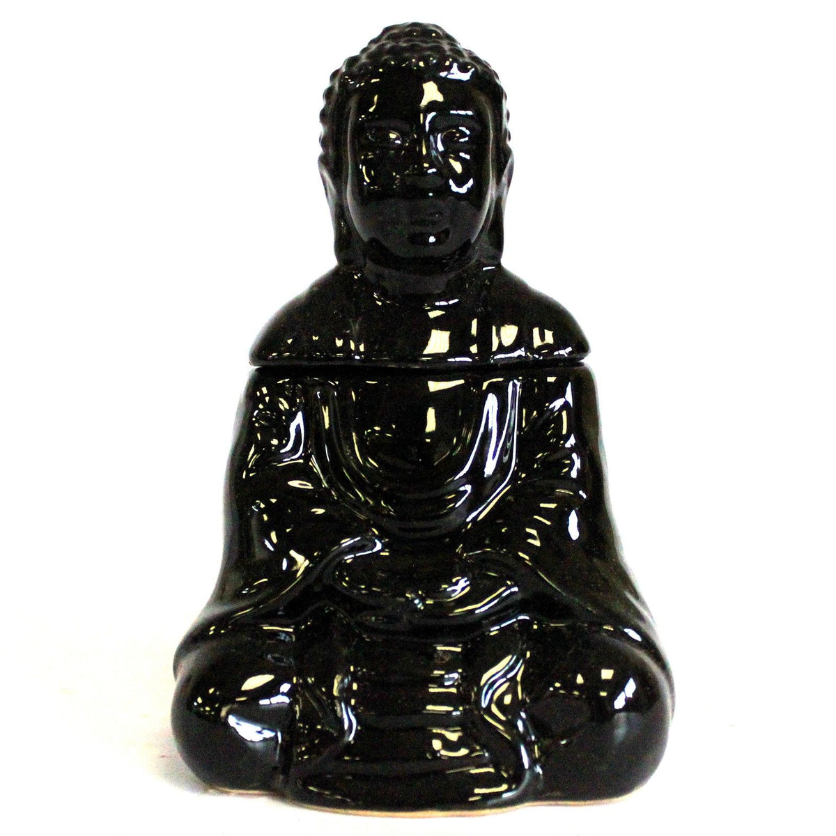 Sitting Buddha Ceramic Oil Burner - Black
