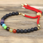 Lava Stone Chakra Gemstone Bracelet, Gold-Plated Toggle – view 2
