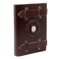 Leather Moonstone Notebook with Belt Strap – 15x10 cm