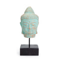Stillness Buddha Head Statue with Stand – Green Copper Finish
