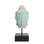 Stillness Buddha Head Statue with Stand – Green Copper Finish