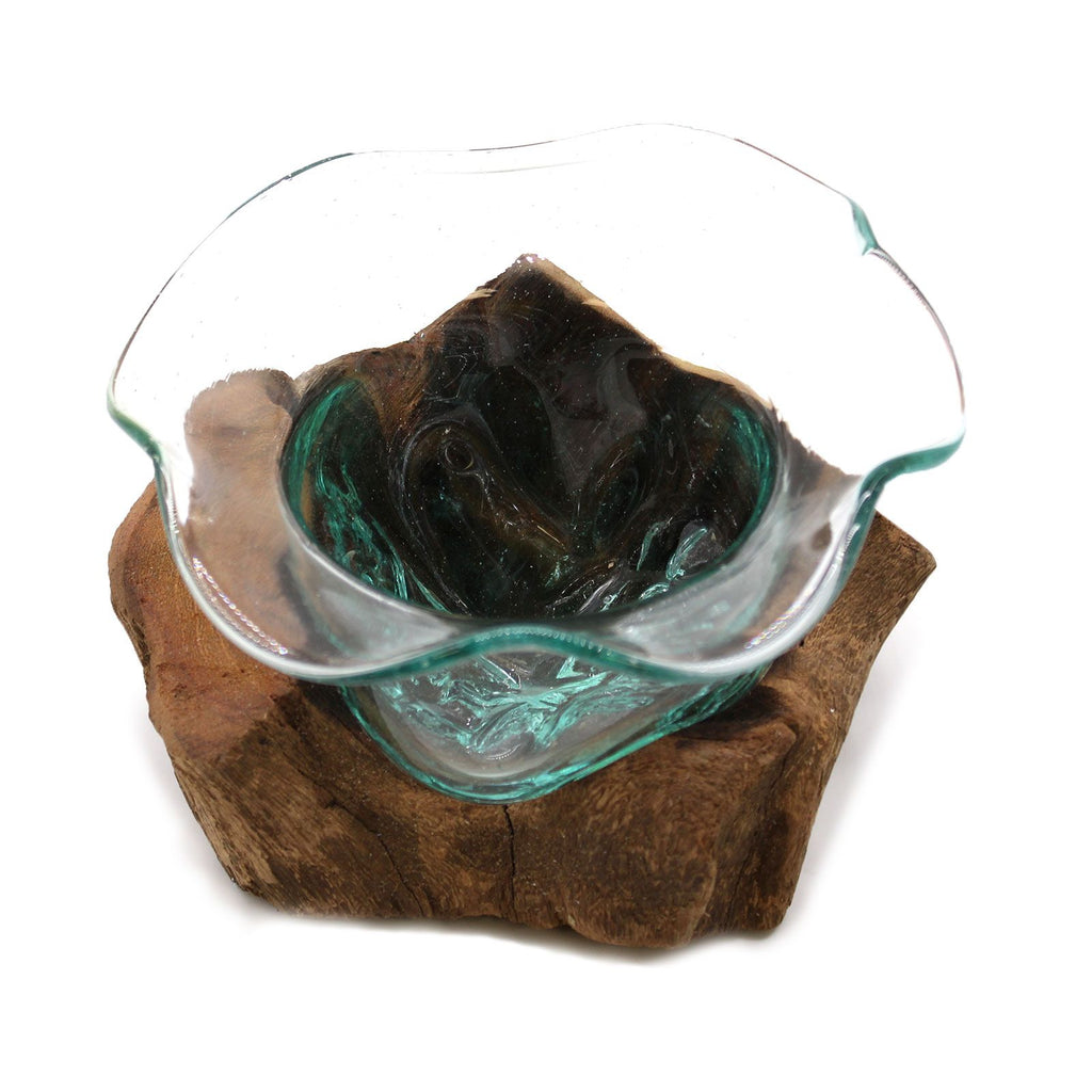 Molten Glass Fancy Sweet Bowl on Wood – view 3
