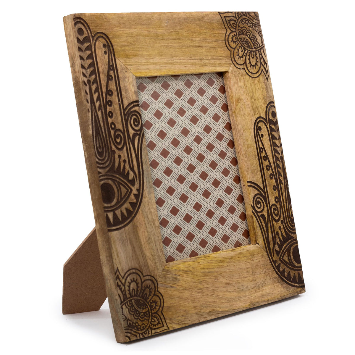 Large Mango Wood Picture Frame, Hamsa, Black