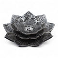 Tri-Flower Lotus Aluminium Incense Holder 10cm