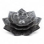 Tri-Flower Lotus Aluminium Incense Holder 10cm