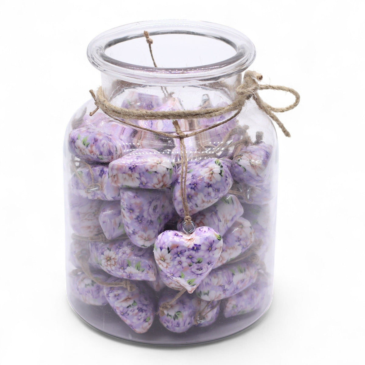 Large Wood Heart Decoration, Purple Flower – view 3