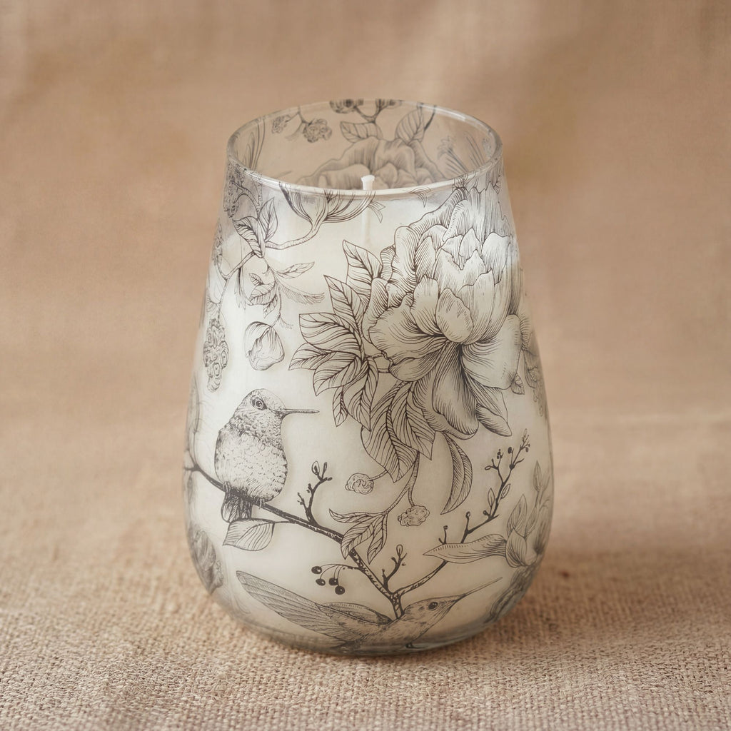 Tall Glass Jar Candle - Drawn by Flame Birds – view 3