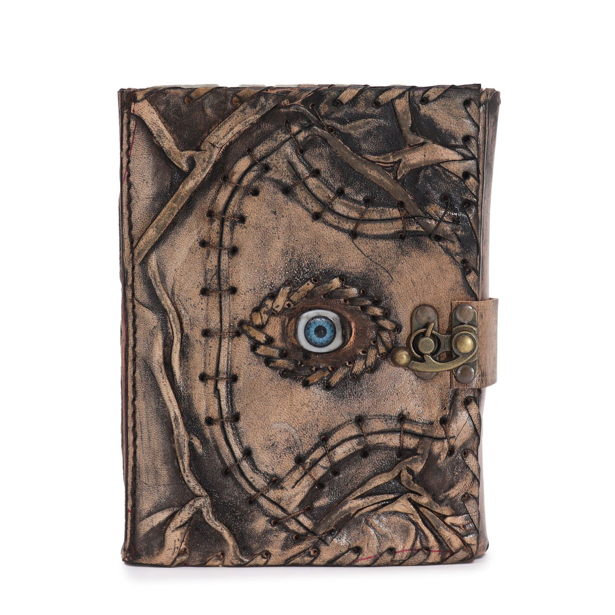 Brown Tan Leather Notebook, Evil Eye, 160 Pages – 17x12.5 cm – view 2
