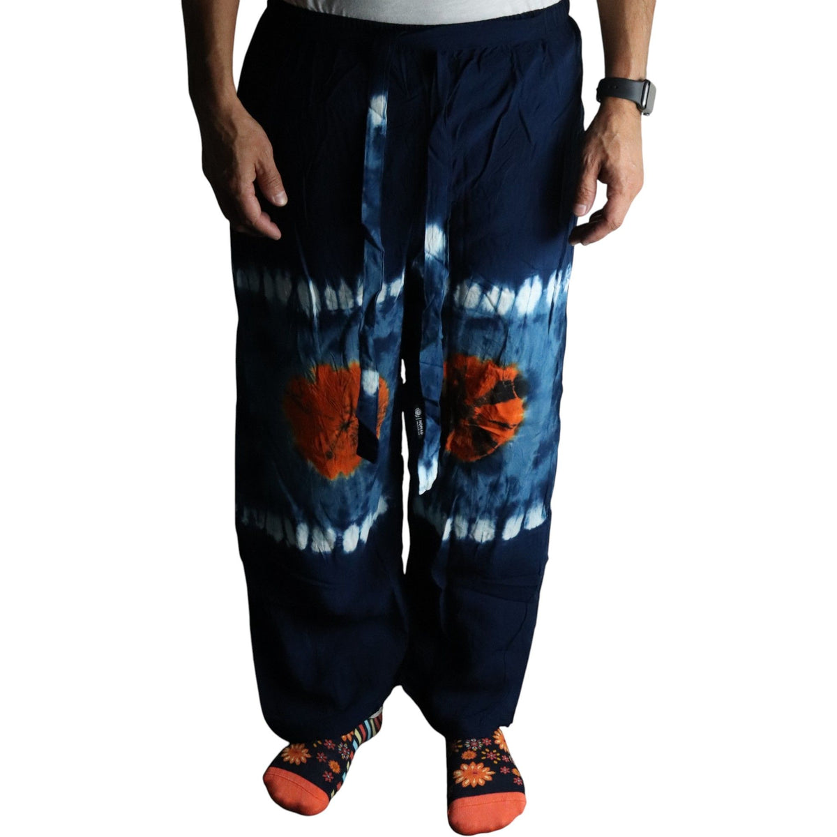 Japanese Style Lounge Pants - Teal and Orange - L – view 2