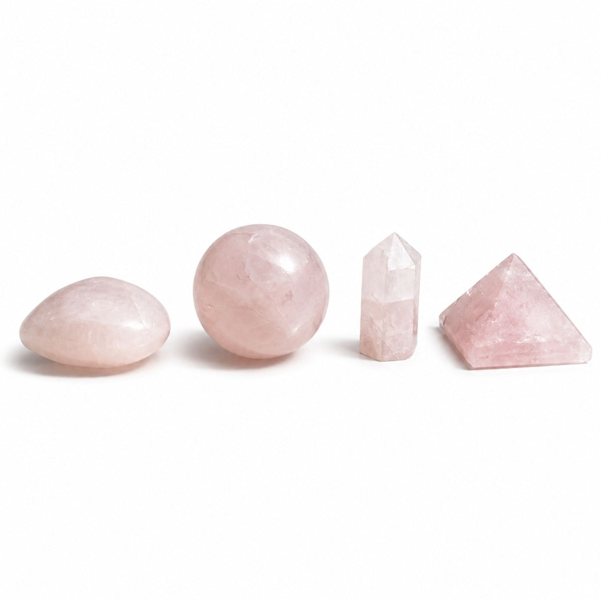 Rose Quartz Gemstone Shapes Set - Heart, Sphere, Obelisk, Pyramid – view 4
