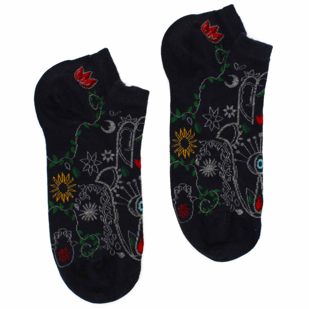 Hop Hare Bamboo Low Trainer Socks - Hamsa Hand
