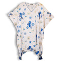 Nomad Sari Kaftan in White, Blue & Gold Evil Eye Design