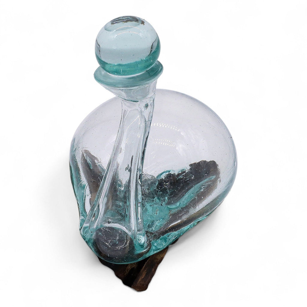 Molten Glass Duck Decanter on Wood with Stopper 19cm – view 4
