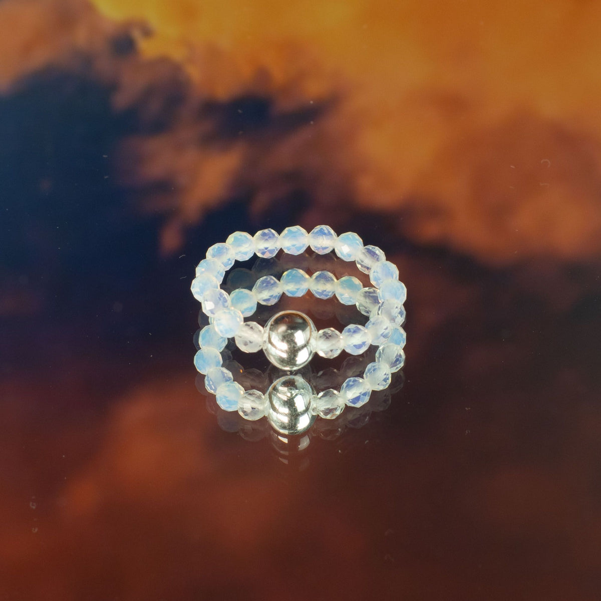 Nymph Gemstone Ring Set - Blood Moon Moonstone & Ruby – view 7