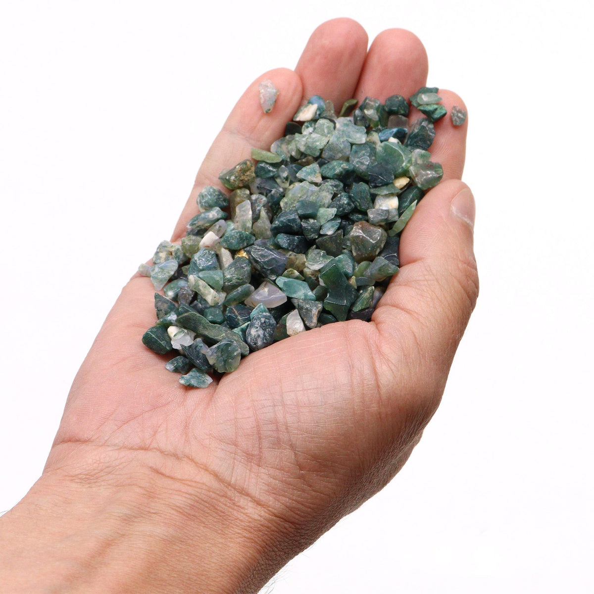 Moss Agate Gemstone Chips - 1kg Bulk Bag – view 3