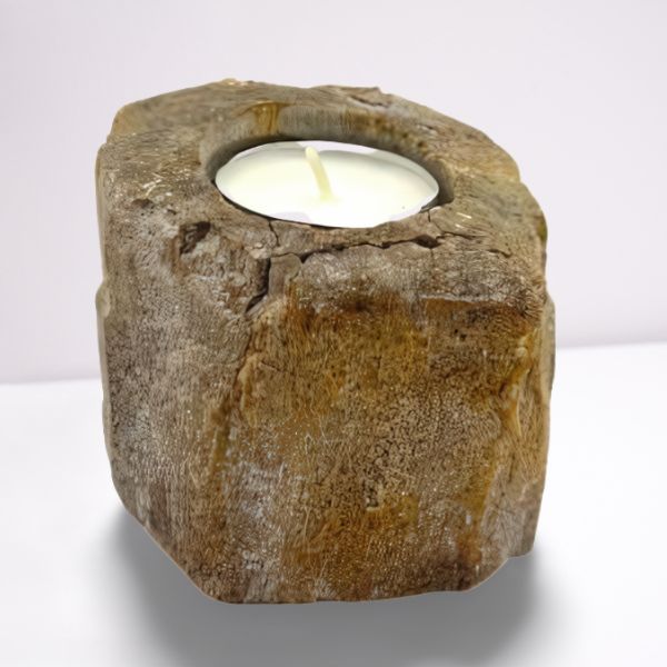 Petrified Wood Candle Holder - Single Low – view 2