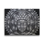 Grey Buddha Mandala Brocade, Set of 4 - 30 x 40cm