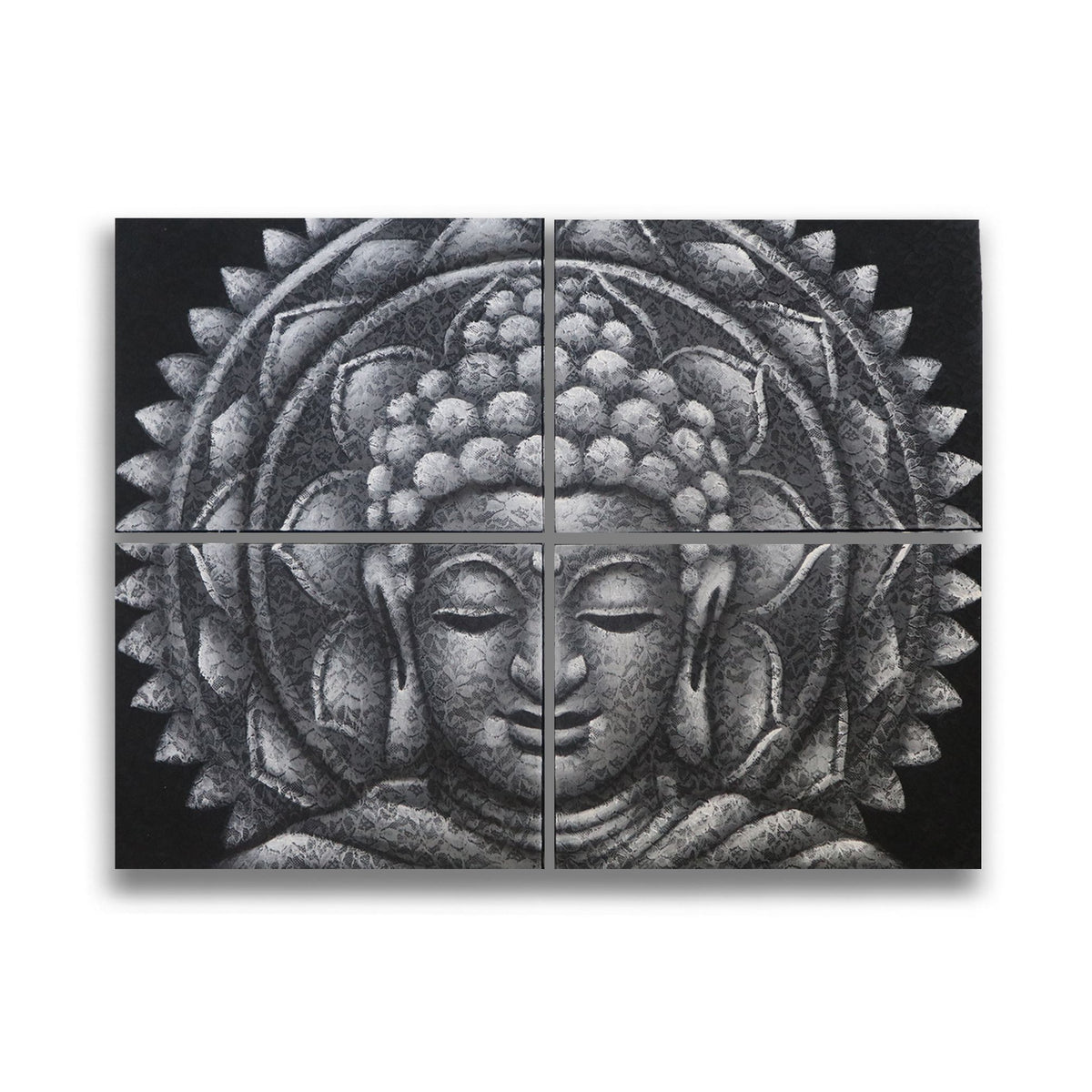 Grey Buddha Mandala Brocade, Set of 4 - 30 x 40cm