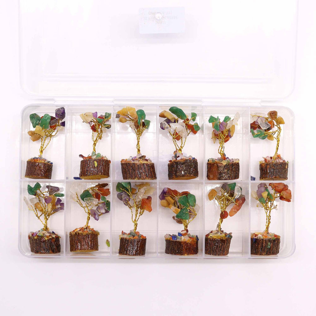 Mixed Gemstone Mini Tree on Wood Base, 15 Stones – view 6