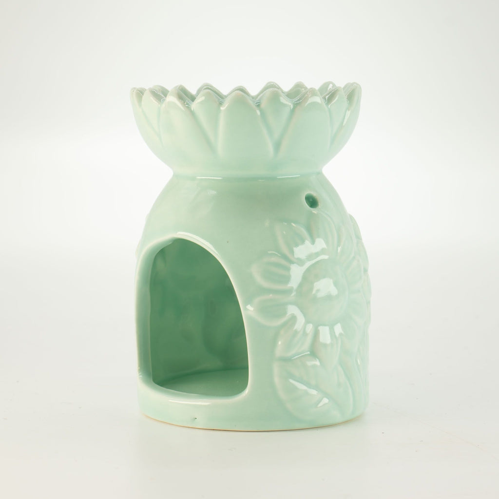 Ceramic Sunflower Oil Burner - Pastel Green – view 2