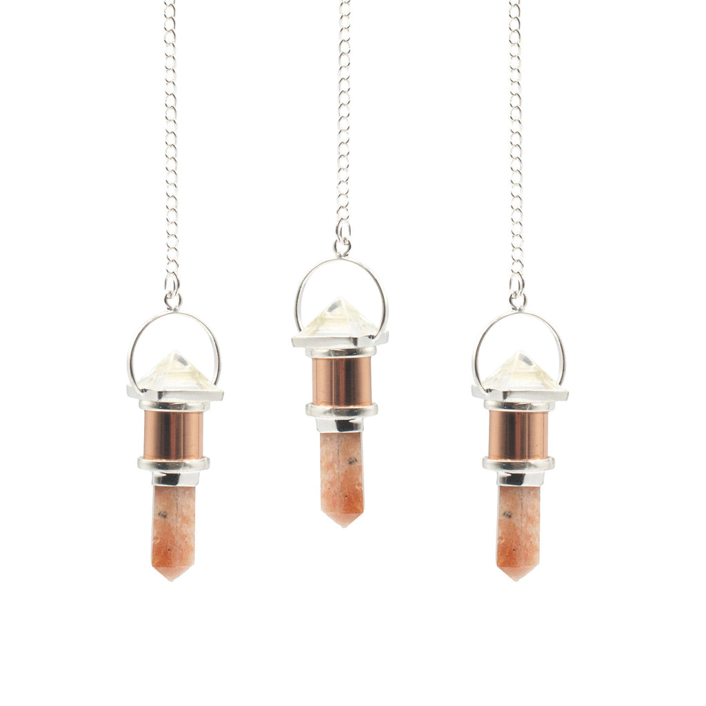 Moon Chamber Pendulum - Clear Quartz & Sunstone