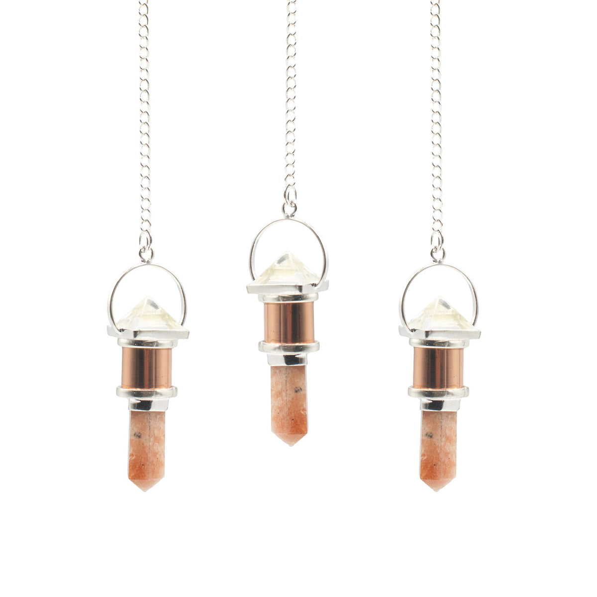 Moon Chamber Pendulum - Clear Quartz & Sunstone