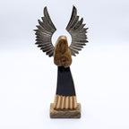 Large Mango Wood Guardian Angel, Metal Wings, 40cm – view 6