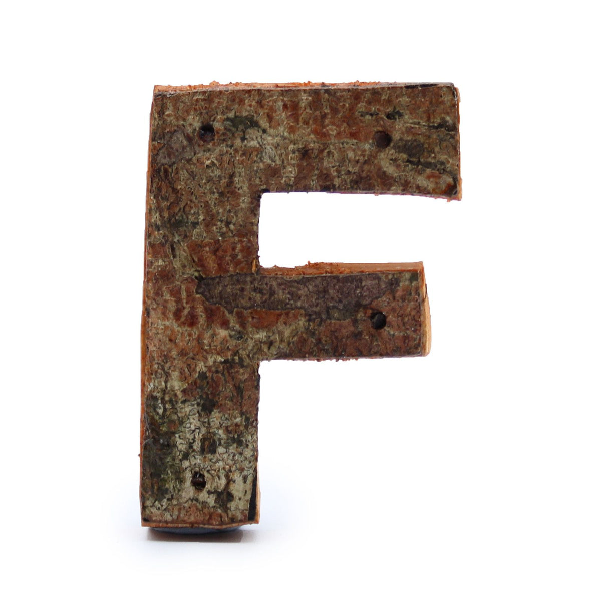 Rustic Bark Wood Letter E - 7cm