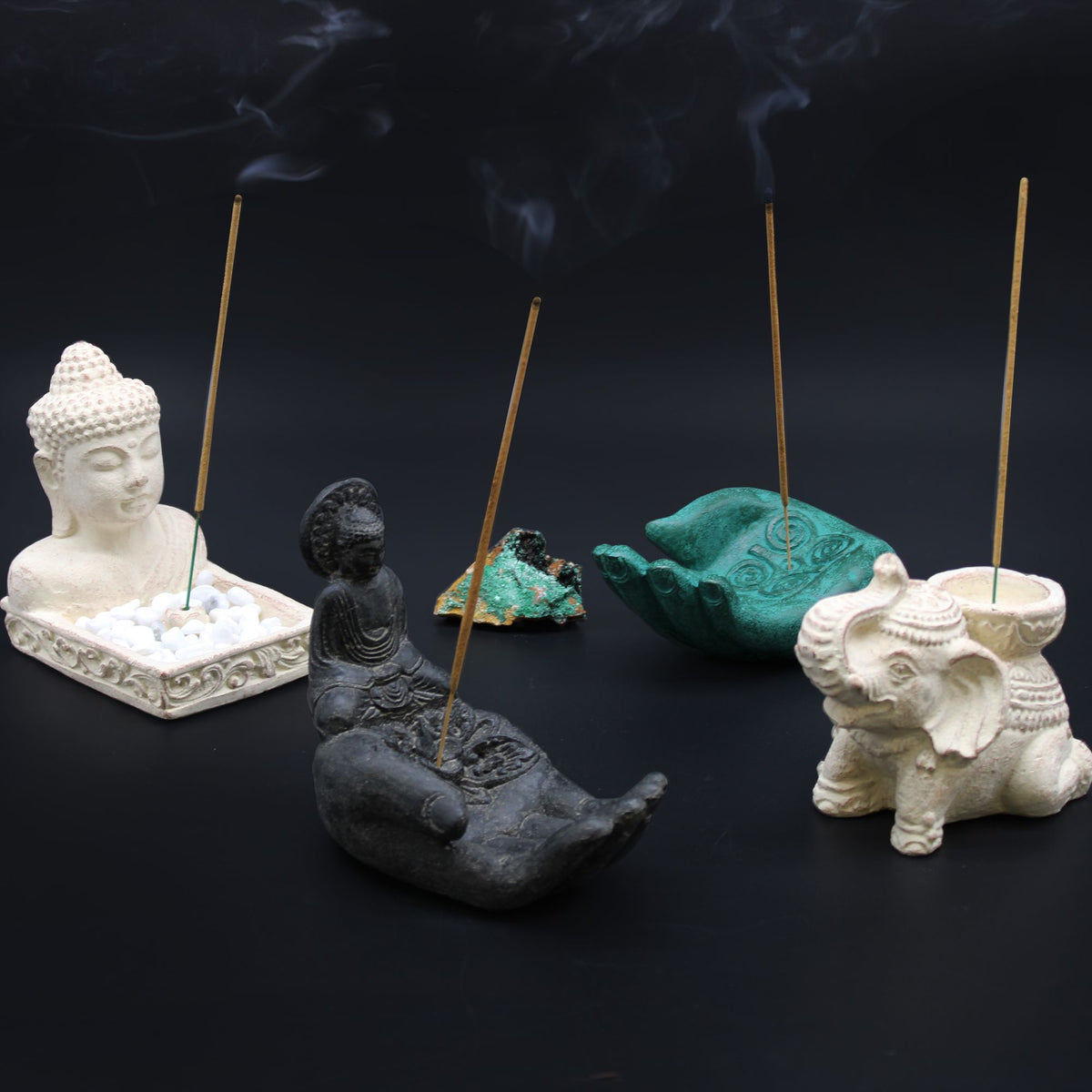 Buddha and Hand Incense Burner in Black – view 2
