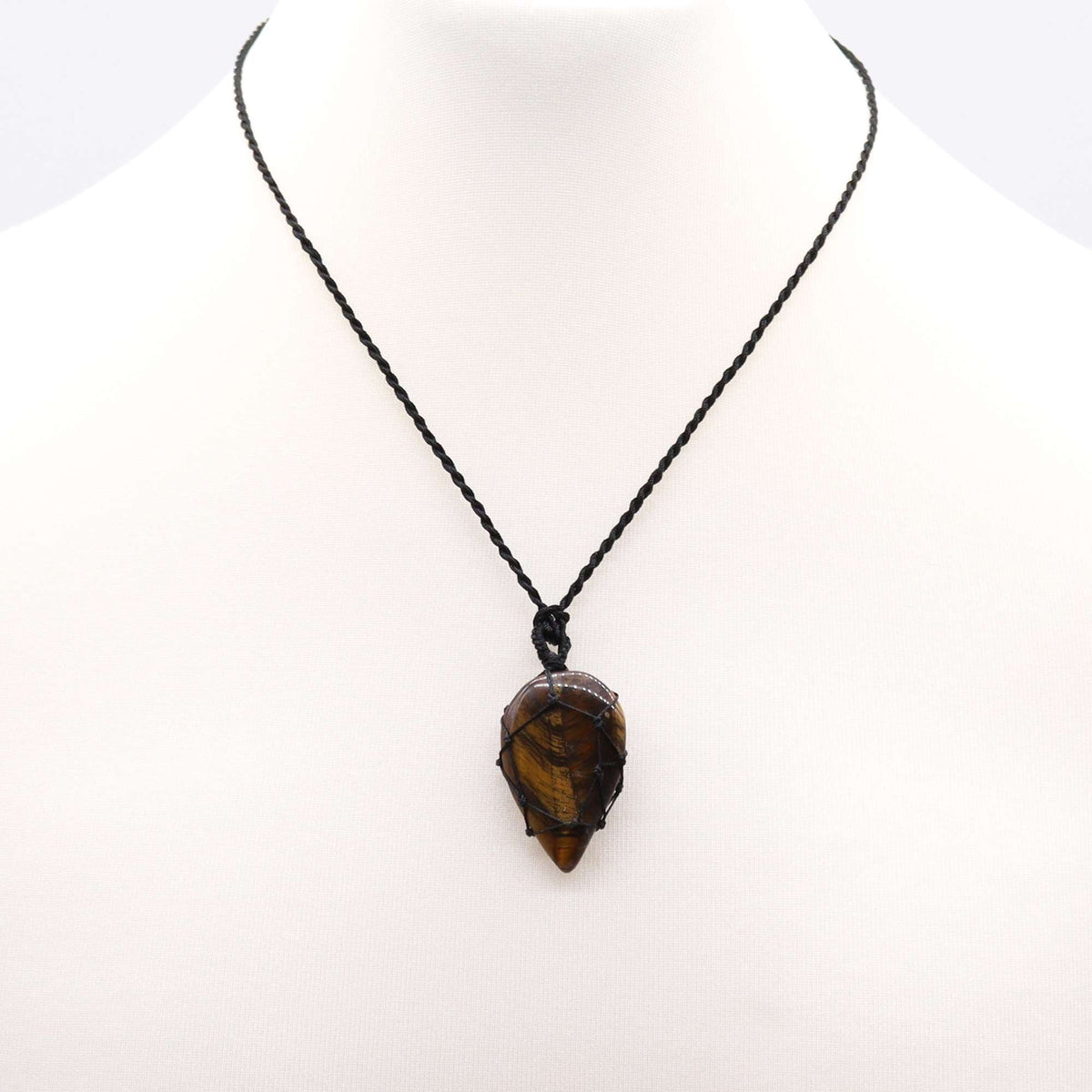 Laced Tiger's Eye Teardrop Gemstone Pendant – view 2