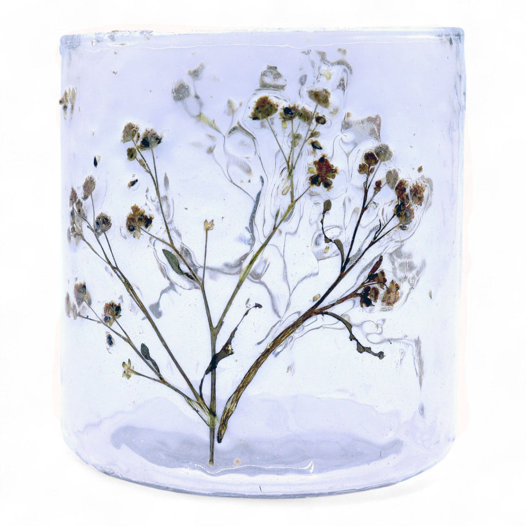 Natural Floral Glass Straight Candle Holder - Margarita 8x8cm – view 8