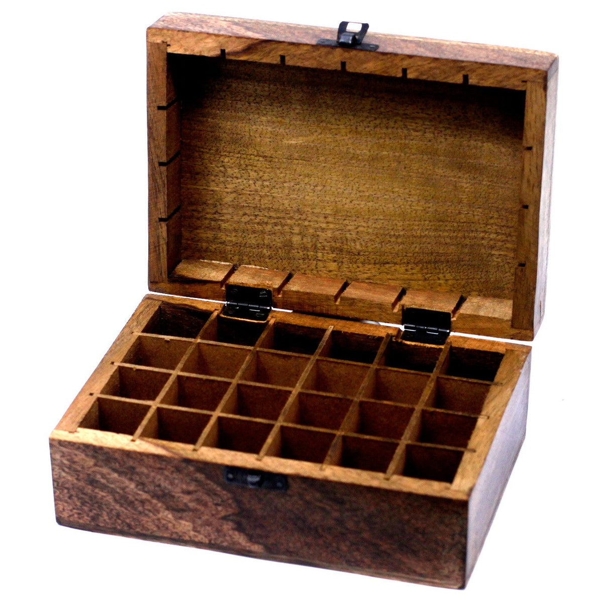 Floral Carved Mango Wood Box for 24 Oil Bottles – view 3